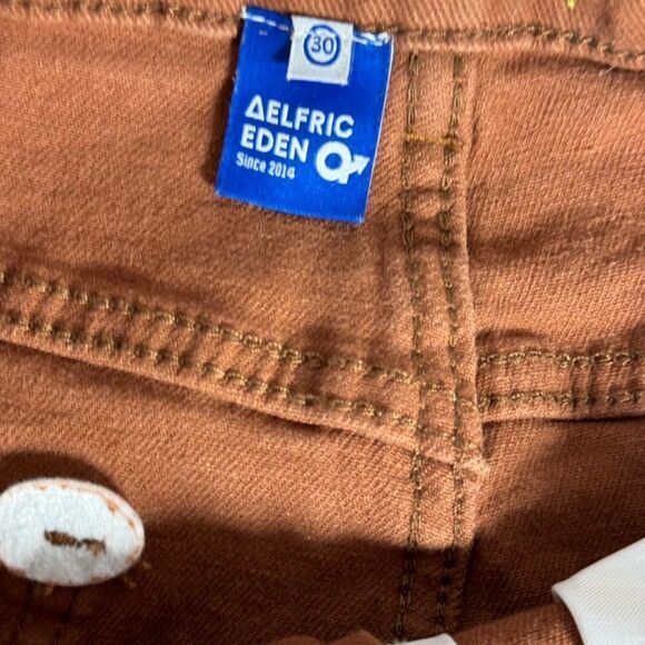 Aelfric Eden Brown Layered Stacked Fringe Jeans Sz 30 - Picture 5 of 9